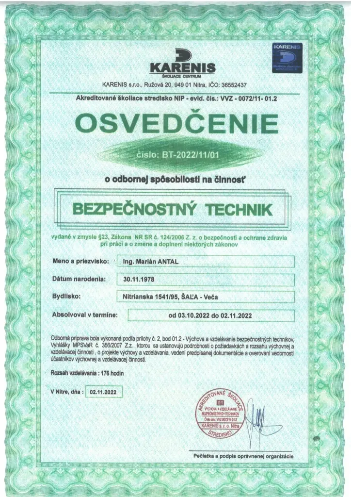 Certifikát 2